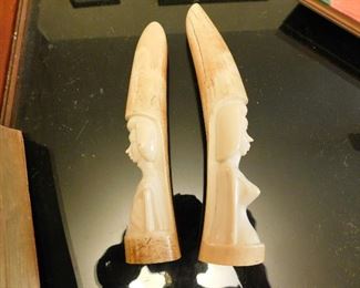 carved ivory tusks (not elephant)