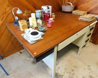 steel desk with wood top - 68" x 41"