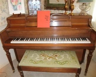 story and clark spinnet piano lovely needlepoint piano bench