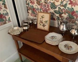 Vintage Stickley expandable serving cart with tray  