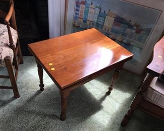 Stickley side table , leaves slide out and pop up to extend table. Great for small spaces!  See next picture….