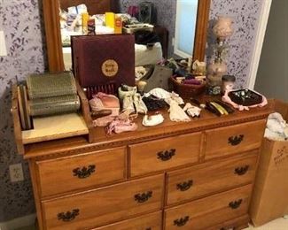 Maple dresser with mirror.
