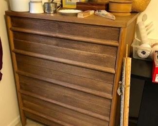 Mind-century six-drawer dresser.
