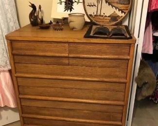 Second of two matching mid-century six-drawer chests.