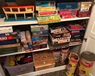 Toys and games, some vintage.