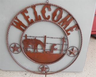 Wrought Iron and steel RANCH WELCOME wall or door hanging