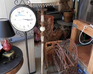 Vintage Floor Lamp  and contemporary "clock on stand"