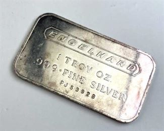 1oz Troy Vintage Engelhard Silver Bar .999