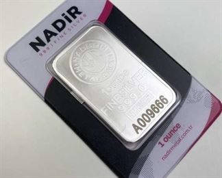  1oz Silver Bar, NADiR Carded w/ Assay .999