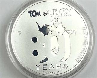  1oz Silver Tom & Jerry 80th Lenticular .999 Round, Awesome coin!  Shows either Tom or Jerry depending which way you turn it!.  Limited run for the 80th anniversary.
