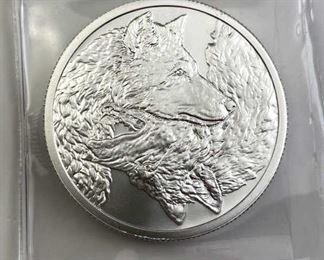  2022 1oz Troy Silver 'Two Wolves' .999 Round, BU