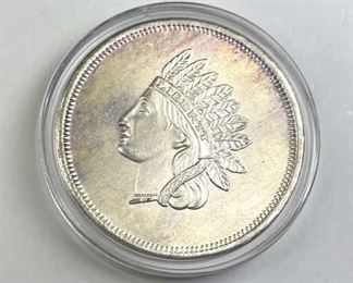  1oz Troy Silver Indian Head Style .999, BU Tone