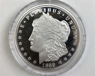  1/2oz Troy Silver Cook Islands Morgan Tribute Proof CC.  Marked as copy since it is a tribute, but consists of pure .999 silver.