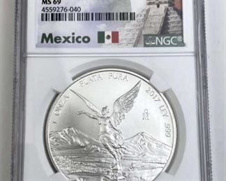  2017-Mo Mexico 1 Onza Silver Early Rel. MS69 NGC