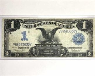 Overall excellent condition! One small pinhole noted 1899 Black Eagle $1 Silver Certificate, U.S.