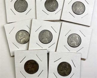  (8) WWII Era U.S. Silver War Nickels, 35% Pure