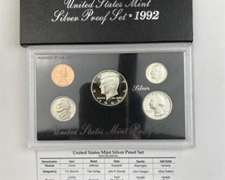  1992 Silver Proof Coin Set, U.S.