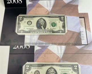  2008 Special Serial Folios, $2 Notes, Philly & Cleveland