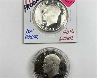  1971-S Proof 40% Ike + 1976 Clad Proof Ike