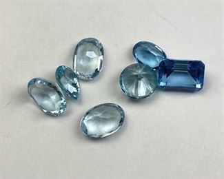  (7) Blue Topaz Gemstones, Mixed Cuts