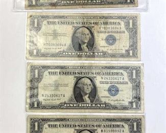  (4) 1957 U.S. $1 Silver Certificates, Mixed Grade