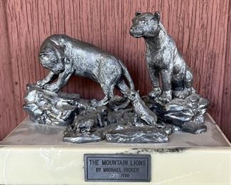 The Mountain Lions By Michael Ricker Pewter Figurine 109/750