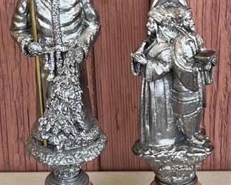 (2) Michael Ricker Pewter Bell Figurines - 3 Wisemen  1430/2500 1992 And Santa Clause 1926/2500 1992