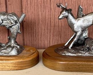 (2) Michael Ricker Unsigned Private Commission Figurines - Deer And Mountain Lion