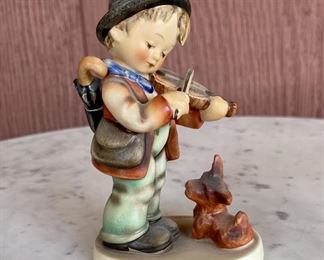 Hummel Gobel Germany V Mark Puppy Love Figurine Boy Playing Violin With Dog