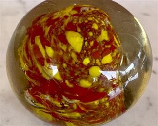 Hand Blown Multicolored Glass Paper Weight