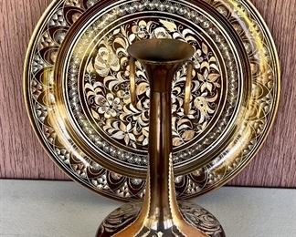 Gulistan Vintage Copper Etched Plate And Vase Turkey