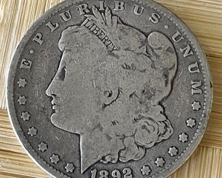 1892 Morgan Silver Dollar Coin