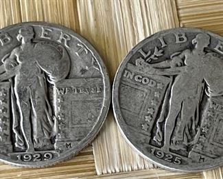 (2) Standing Liberty Silver Quarter Coins 1925 & 1929