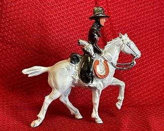 Lead Toy Cowboy Riding Horse Barclay Manoil Hollowcast 4inches by 4inches 1930-1950s Vintage