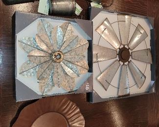 Lot of windmill, flower decor, 3 tin wall decor, plate – $20 or best offer 