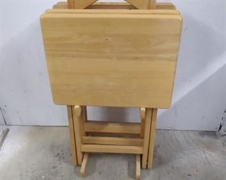set of 5 tv trays with stand