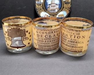 Washington DC Plate and 3 Bicentennial glasses