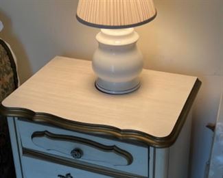 Pair Bedside tables and lamps 