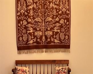 Nice Wall tapestry, nice entry bench. 