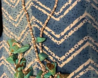 Heishi & turquoise nugget necklace 