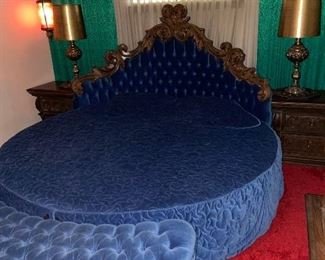 MCM Hollywood Regency round queen bed 