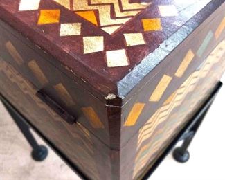 Three Inlay Boxes On Iron Stand