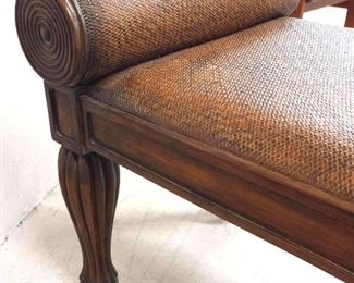 Upholstered Rattan Bench