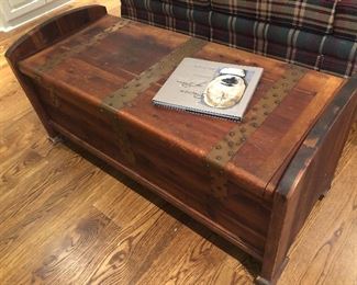S O L D    Pine cedar chest/trunk, lined with cedar and has copper banding