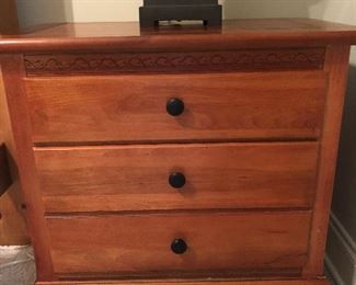 S O L D -  Vintage bedside chest w/inlay top