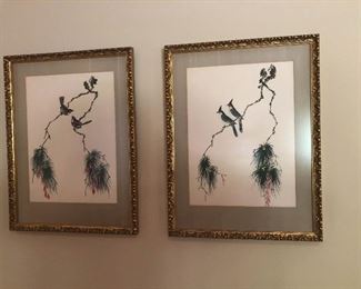 S O L D   - Vintage framed bird prints