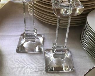 Pair Crystal candlesticks 6"