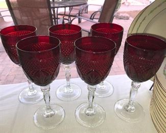 S O L D  - Vintage Ruby Red Allesse Cristal Dargues-Dural
Water Goblets  
