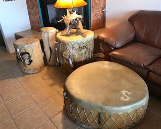 Taos Indian Drums. These are amazingly beautiful drums!! Large Round Coffee Table Drum.  Large End Table Drum.  Small End Table Drum.  Small Tall Drum.
