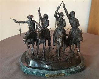 Coming Thru The Rye Bronze by Remington.   Stunning!! This is an incredible statue to add to your collection.  The detail is truly amazing!! It is in perfect condition!